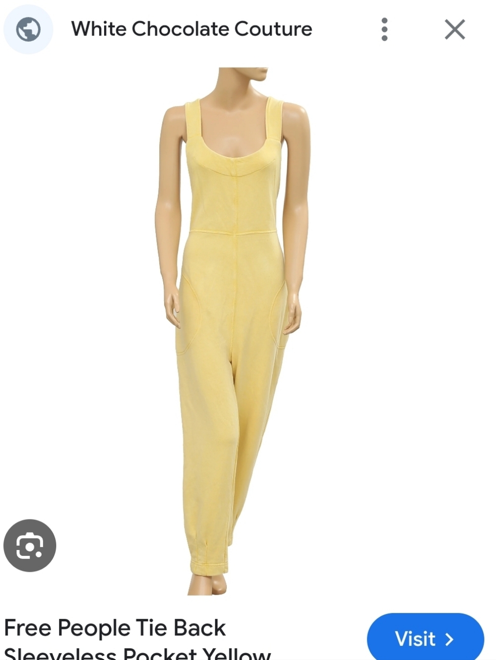 Free People Intimately Tie Back Sleeveless Yellow Jumpsuit 100% Cotton - Picture 9 of 11
